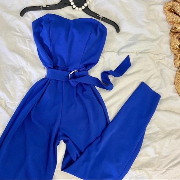 Sleeveless Royal Blue Jumpsuit - Picture 1 of 7